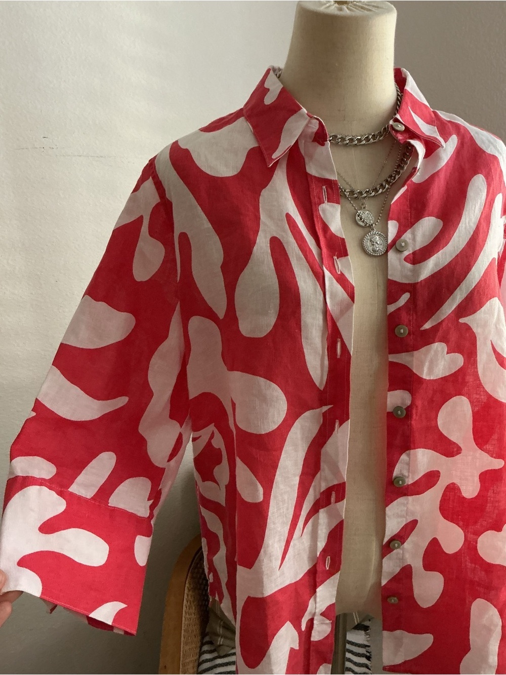 Chico's Linen  Abstract Button-Front Top - Picture 3 of 8